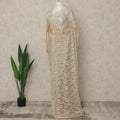 Beige Premium French Chantilly Saree Lace, 5.5 Mtrs Length, 110 Cms Width, Crafted in France -Blouse Not Included-D26711