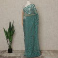 Steel Green Premium French Chantilly Saree Lace, 5.5 Mtrs Length, 110 Cms Width, Crafted in France -Blouse Not Included-D26715