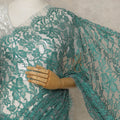 Steel Green Premium French Chantilly Saree Lace, 5.5 Mtrs Length, 110 Cms Width, Crafted in France -Blouse Not Included-D26715