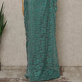 Steel Green Premium French Chantilly Saree Lace, 5.5 Mtrs Length, 110 Cms Width, Crafted in France -Blouse Not Included-D26715