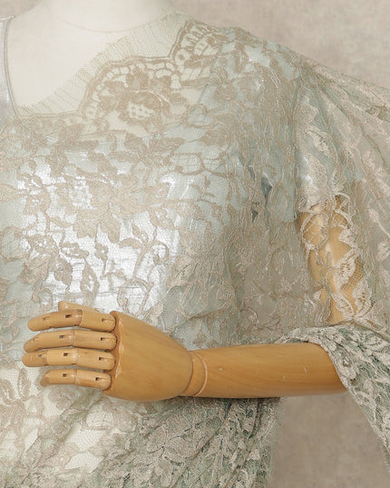 Sage Premium French Chantilly Saree Lace, 5.5 Mtrs Length, 110 Cms Width, Crafted in France -Blouse Not Included-D26714