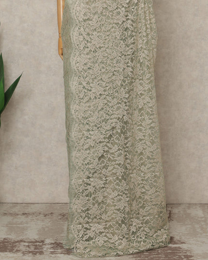 Sage Premium French Chantilly Saree Lace, 5.5 Mtrs Length, 110 Cms Width, Crafted in France -Blouse Not Included-D26714