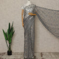 Grey Premium French 2-Tone Chantilly Saree Lace, 5.5 Mtrs Length, 110 Cms Width, Crafted in France -Blouse Not Included-D26706