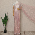 Dusty Pink Premium French 2 Tone Chantilly Saree Lace, 5.5 Mtrs Length, 110 Cms Width, Crafted in France -Blouse Not Included-D26721