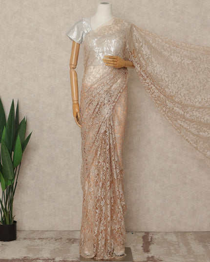 Blush Peach 2Tone Premium French Chantilly Saree Lace 5.5 Mtrs 110 Cms Width France-D27788