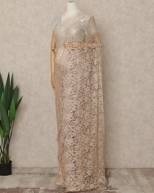 Blush Peach 2Tone Premium French Chantilly Saree Lace 5.5 Mtrs 110 Cms Width France-D27788