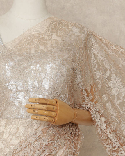 Blush Peach 2Tone Premium French Chantilly Saree Lace 5.5 Mtrs 110 Cms Width France-D27788