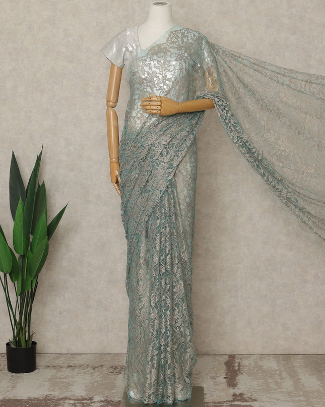 Mint Premium French Chantilly Saree Lace, 5.5 Mtrs Length, 110 Cms Width, Crafted in France -Blouse Not Included-D26713