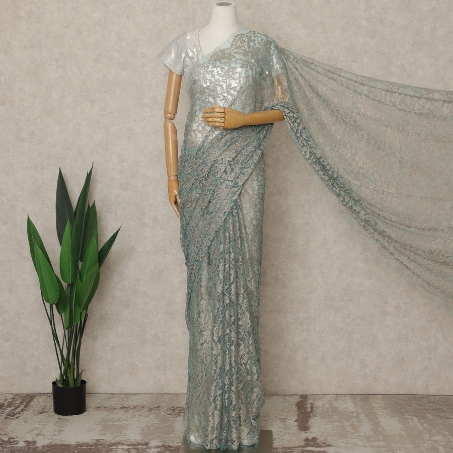 Mint Premium French Chantilly Saree Lace, 5.5 Mtrs Length, 110 Cms Width, Crafted in France -Blouse Not Included-D26713