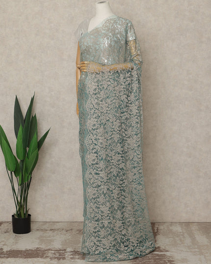 Mint Premium French Chantilly Saree Lace, 5.5 Mtrs Length, 110 Cms Width, Crafted in France -Blouse Not Included-D26713