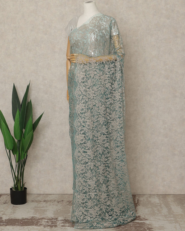 Mint Premium French Chantilly Saree Lace, 5.5 Mtrs Length, 110 Cms Width, Crafted in France -Blouse Not Included-D26713