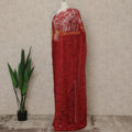 Red Premium French Chantilly Saree Lace, 5.5 Mtrs Length, 110 Cms Width, Crafted in France -Blouse Not Included-D26708