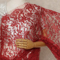 Red Premium French Chantilly Saree Lace, 5.5 Mtrs Length, 110 Cms Width, Crafted in France -Blouse Not Included-D26708