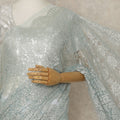 Ice Blue Premium French Metallic Chantilly Saree Lace, 5.5 Mtrs Length, 110 Cms Width, Crafted in France -Blouse Not Included-D26734