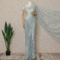 Powder Blue Premium French Metallic Chantilly Saree Lace 5.5 Mtrs 110 Cms Width France-D27767