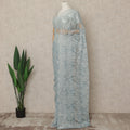 Powder Blue Premium French Metallic Chantilly Saree Lace 5.5 Mtrs 110 Cms Width France-D27767