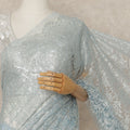 Powder Blue Premium French Metallic Chantilly Saree Lace 5.5 Mtrs 110 Cms Width France-D27767