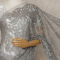 Dusty Rose Silver Premium French Metallic Chantilly Lace Saree – 5.5 Meters Fabric Length, Width 110 cm, Imported from France  & Blouse Not Included-D26570 Regal Fabrics