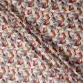 Rust Red Abstract Leaf Printed Cotton Satin Fabric 110 Cms Made In India-D27388 Regal Fabrics