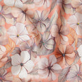 Peach Blush Floral Printed Cotton Satin Fabric 110 Cms Made In India-D27391 Regal Fabrics