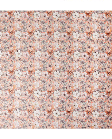 Peach Blush Floral Printed Cotton Satin Fabric 110 Cms Made In India-D27391 Regal Fabrics