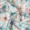 Aqua Mint Pastel Floral Printed Cotton Satin Fabric 110 Cms Made In India-D27386 Regal Fabrics