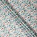 Aqua Mint Pastel Floral Printed Cotton Satin Fabric 110 Cms Made In India-D27386 Regal Fabrics