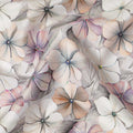 Ivory Pastel Floral Printed Cotton Satin Fabric 110 Cms Made In India-D27385 Regal Fabrics