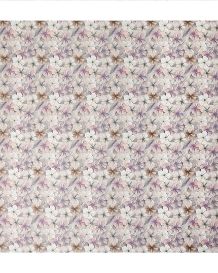 Ivory Pastel Floral Printed Cotton Satin Fabric 110 Cms Made In India-D27385 Regal Fabrics
