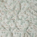 Mint Green and Champagne Floral Embroidered Sequin Work Synthetic Organza Fabric, 110 cm Width, Made in India-D26653