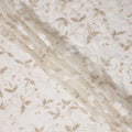 Ivory Pearl and Sequin Floral Embroidered Synthetic Organza Fabric, 110 cm Width, Made in India-D26655