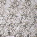 Gold and Black Floral Sequin & Thread Embroidered Nylon Tulle Fabric, 140 cm Width, Made in China-D26635