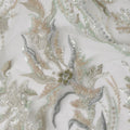 Ivory Multi-Tone Floral & Vine Sequin Embroidered Nylon Tulle Fabric, 140 cm Width, Made in China-D26631