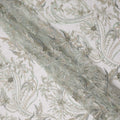 Ivory Multi-Tone Floral & Vine Sequin Embroidered Nylon Tulle Fabric, 140 cm Width, Made in China-D26631