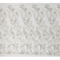 Ivory Multi-Tone Floral & Vine Sequin Embroidered Nylon Tulle Fabric, 140 cm Width, Made in China-D26631