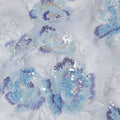 Blue Multi-Tone Floral Sequin & Thread Embroidered Nylon Tulle Fabric, 140 cm Width, Made in China-D26634
