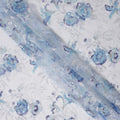 Blue Multi-Tone Floral Sequin & Thread Embroidered Nylon Tulle Fabric, 140 cm Width, Made in China-D26634