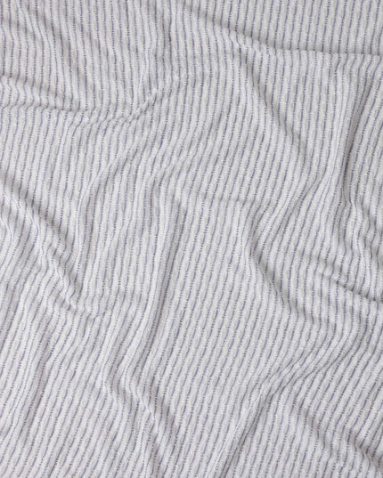 Powder White Pinstripe Guipure Lace Fabric