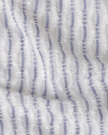 Powder White Pinstripe Guipure Lace Fabric
