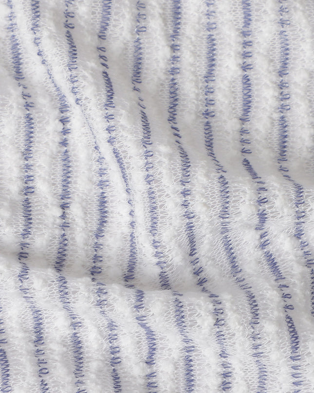 Powder White Pinstripe Guipure Lace Fabric