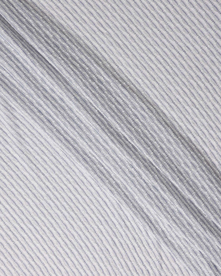 Powder White Pinstripe Guipure Lace Fabric