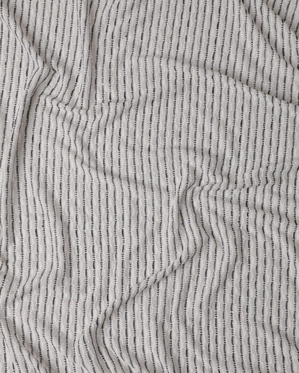 Silver Grey Pinstripe Guipure Lace Fabric
