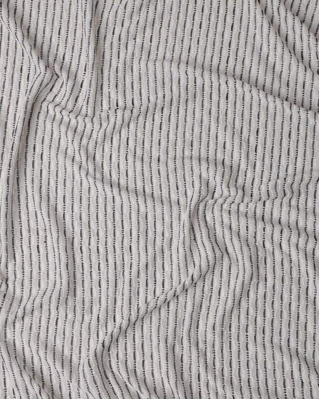 Silver Grey Pinstripe Guipure Lace Fabric