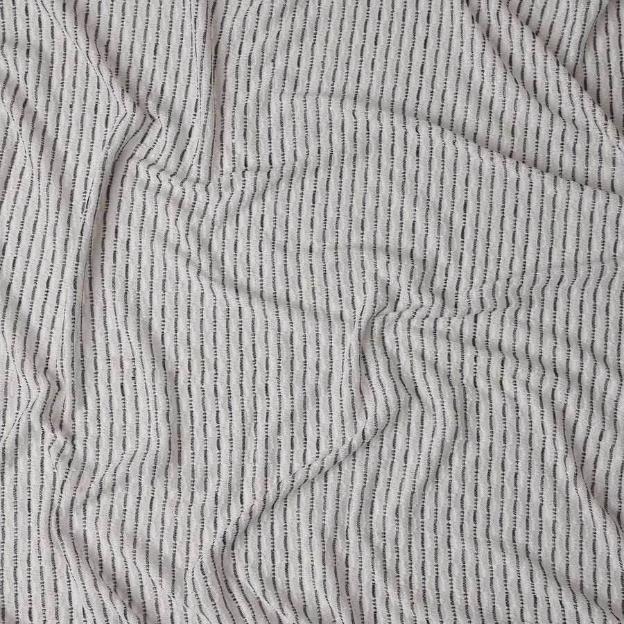 Silver Grey Pinstripe Guipure Lace Fabric