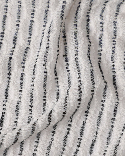 Silver Grey Pinstripe Guipure Lace Fabric