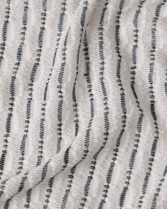 Silver Grey Pinstripe Guipure Lace Fabric