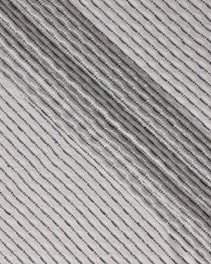 Silver Grey Pinstripe Guipure Lace Fabric