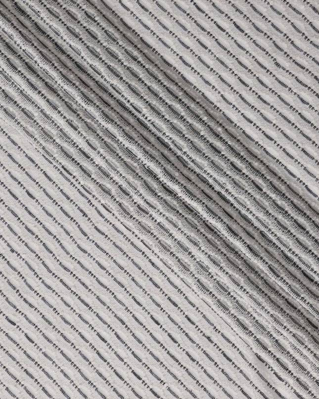 Silver Grey Pinstripe Guipure Lace Fabric
