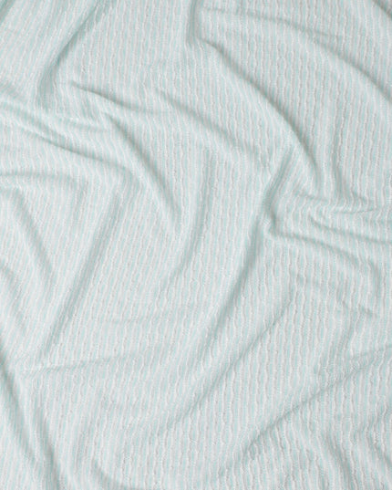 Mint White Pinstripe Guipure Lace Fabric