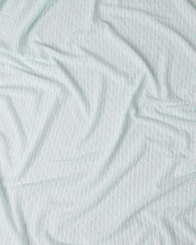 Mint White Pinstripe Guipure Lace Fabric